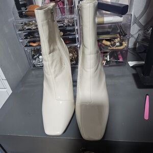 Elegant Cream Ankle Boots